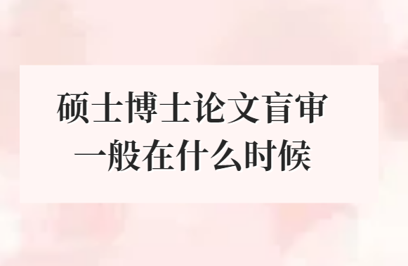 论文盲审一般在什么时候