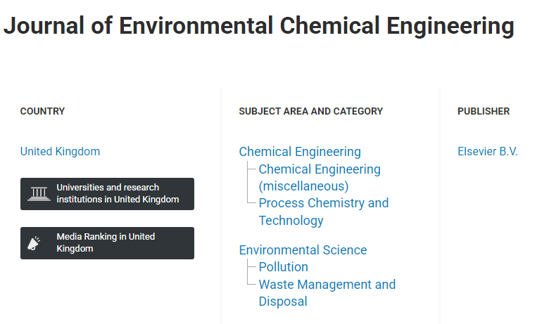 Journal of Environmental Chemical Engineering�ڿ���������