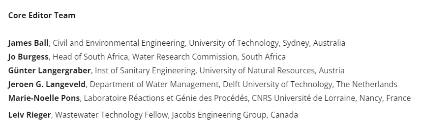 Water Science & Technology期刊编委会信息