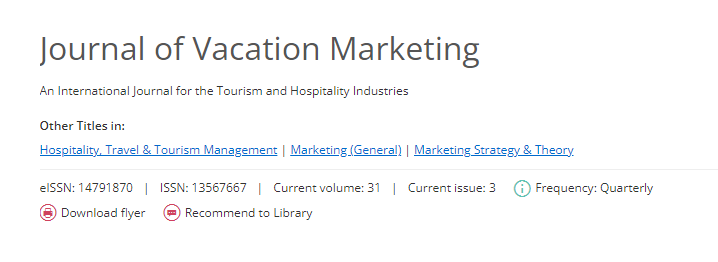 Journal of Vacation Marketing�ڿ�����
