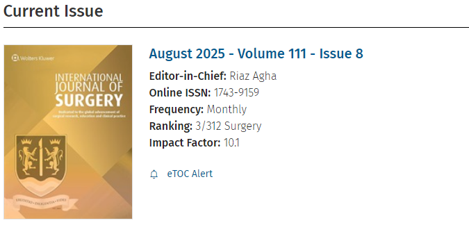 International Journal of Surgery�ڿ�������Ϣ