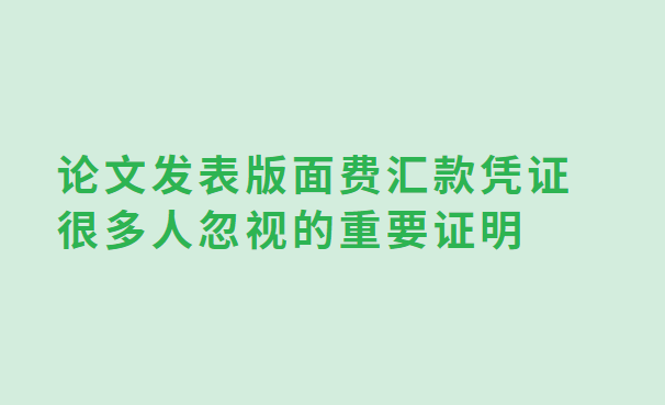 论文发表版面费汇款凭证